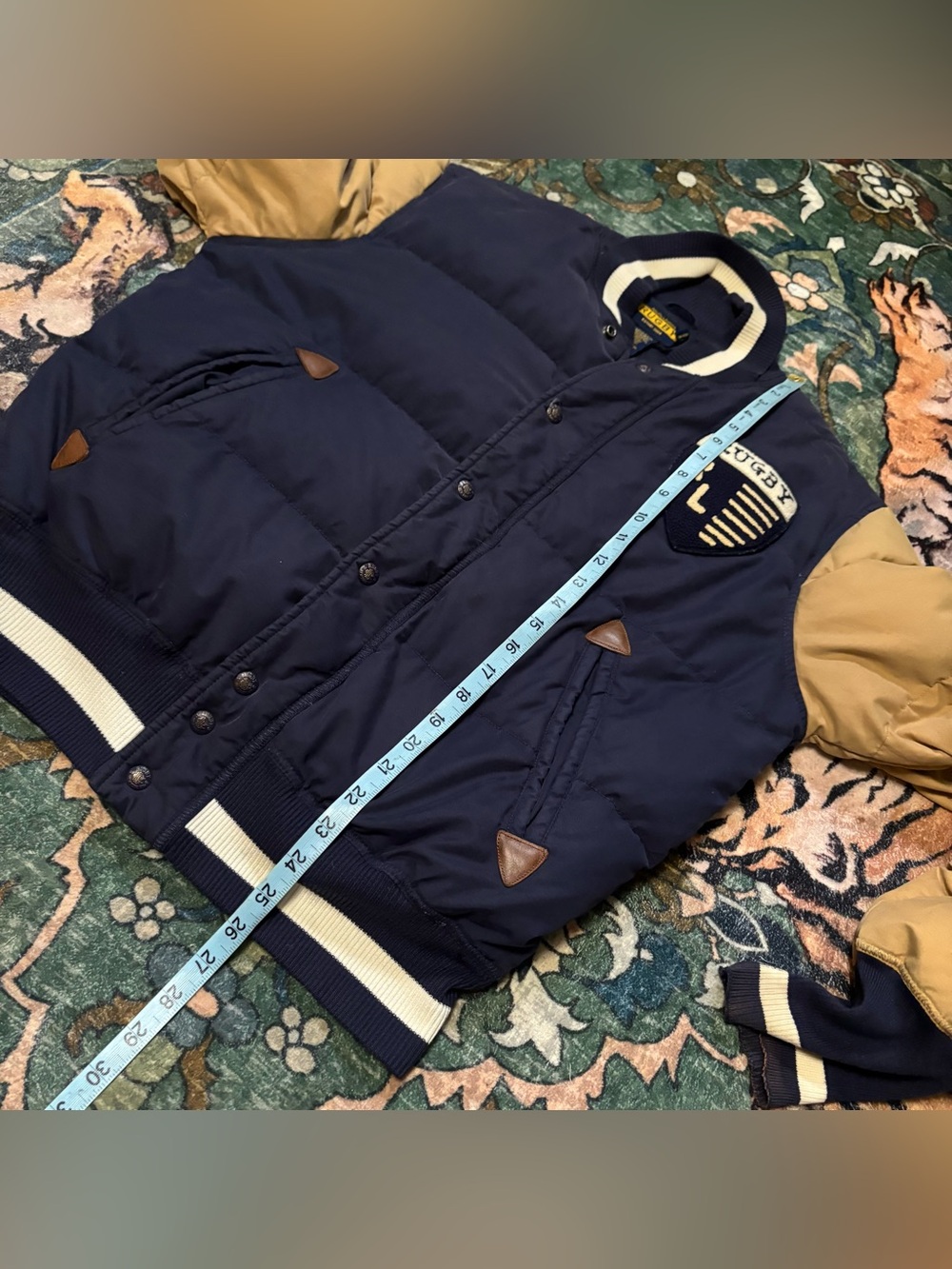 Vintage Rugby Ralph Lauren 2004 Down Puffer Varsity Jacket Crest Mens Medium - Picture 10 of 10